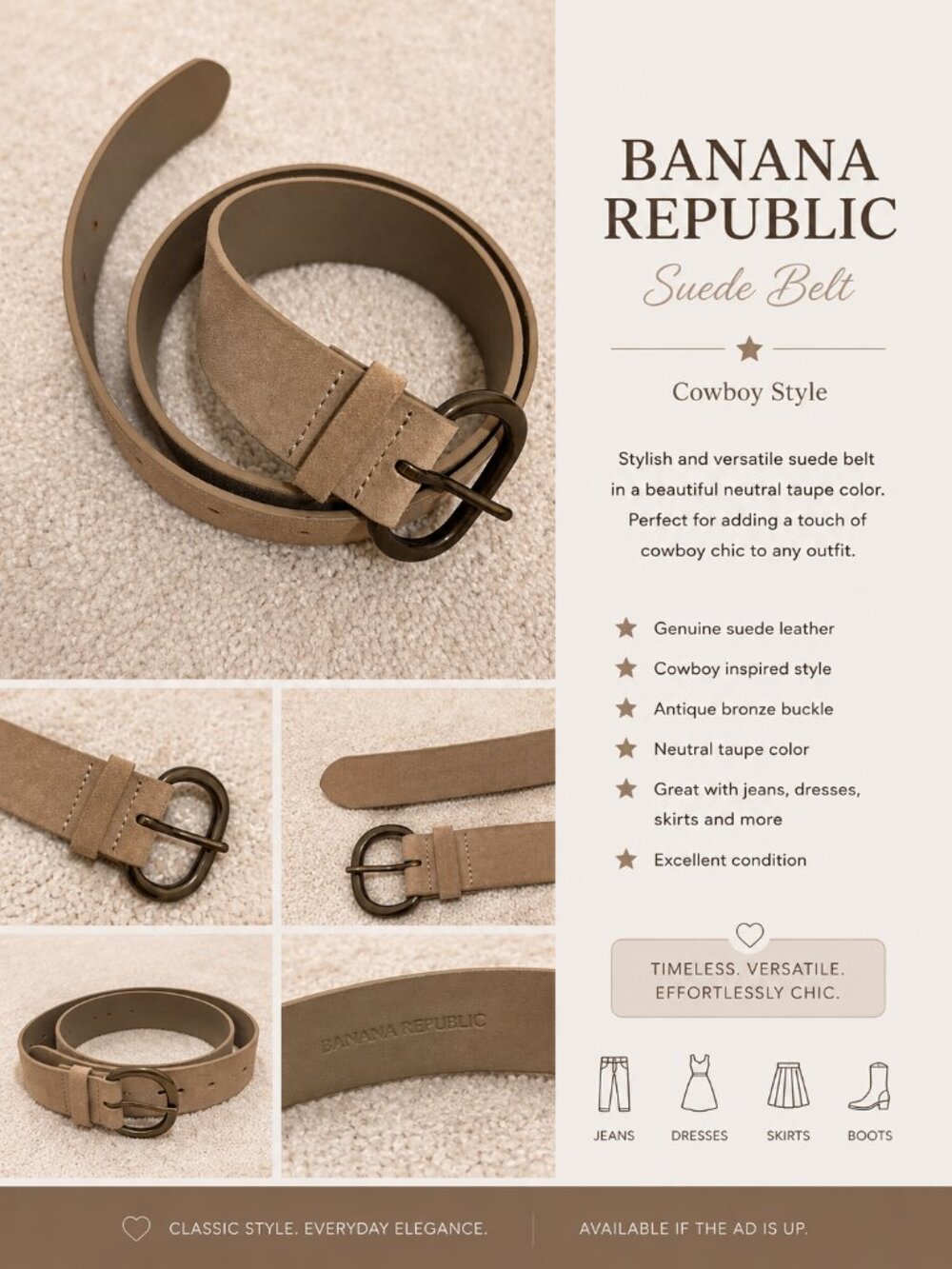 Banana Republic Suede Belt – Cowboy Style